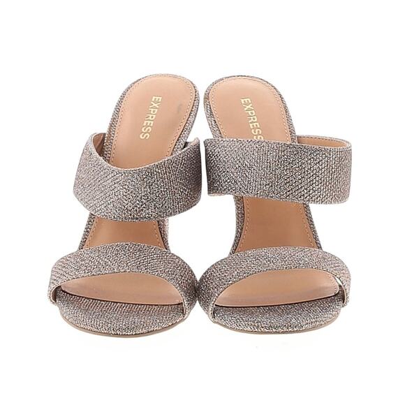 Express Shimmery Slip On Open Toe Pump Bronze/Silver 7 - Picture 11 of 12